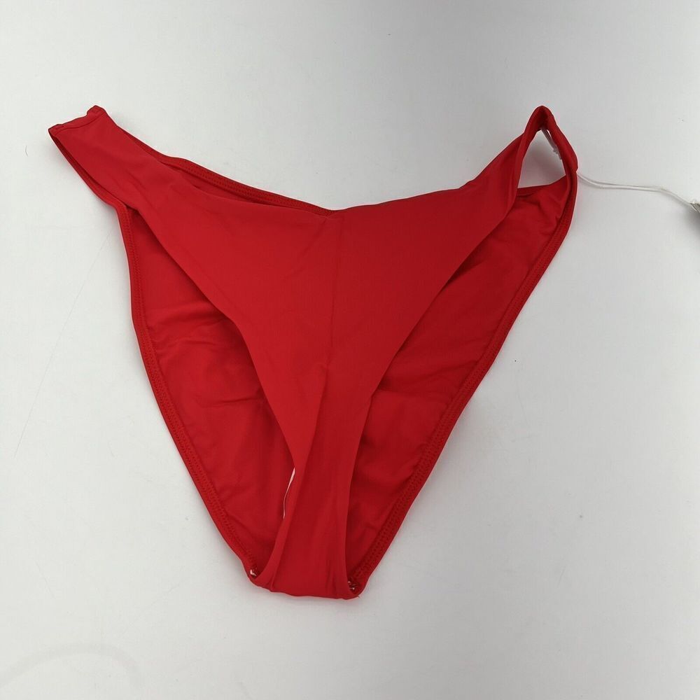 NWT Everlane Nyle Thigh High Bikini Bottom in Bright Red Size Large